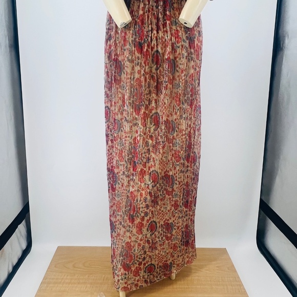 BA&SH Athena Metallic Floral Maxi Lady Dress US 4 Rouge Ethereal Coquette Prom - Picture 8 of 14
